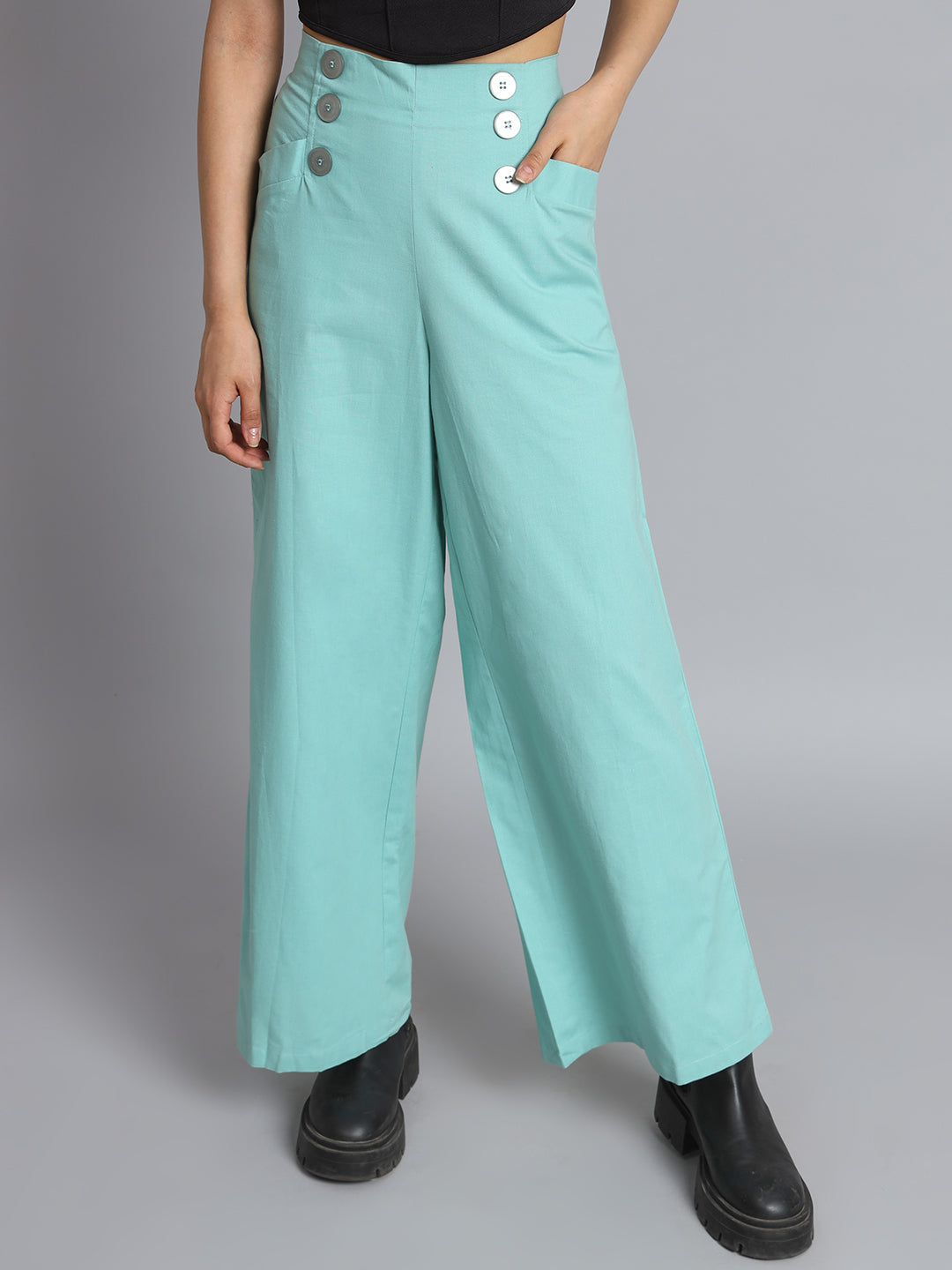 Women Sea Green Pants