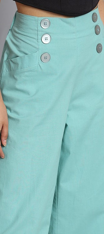 Women Sea Green Pants