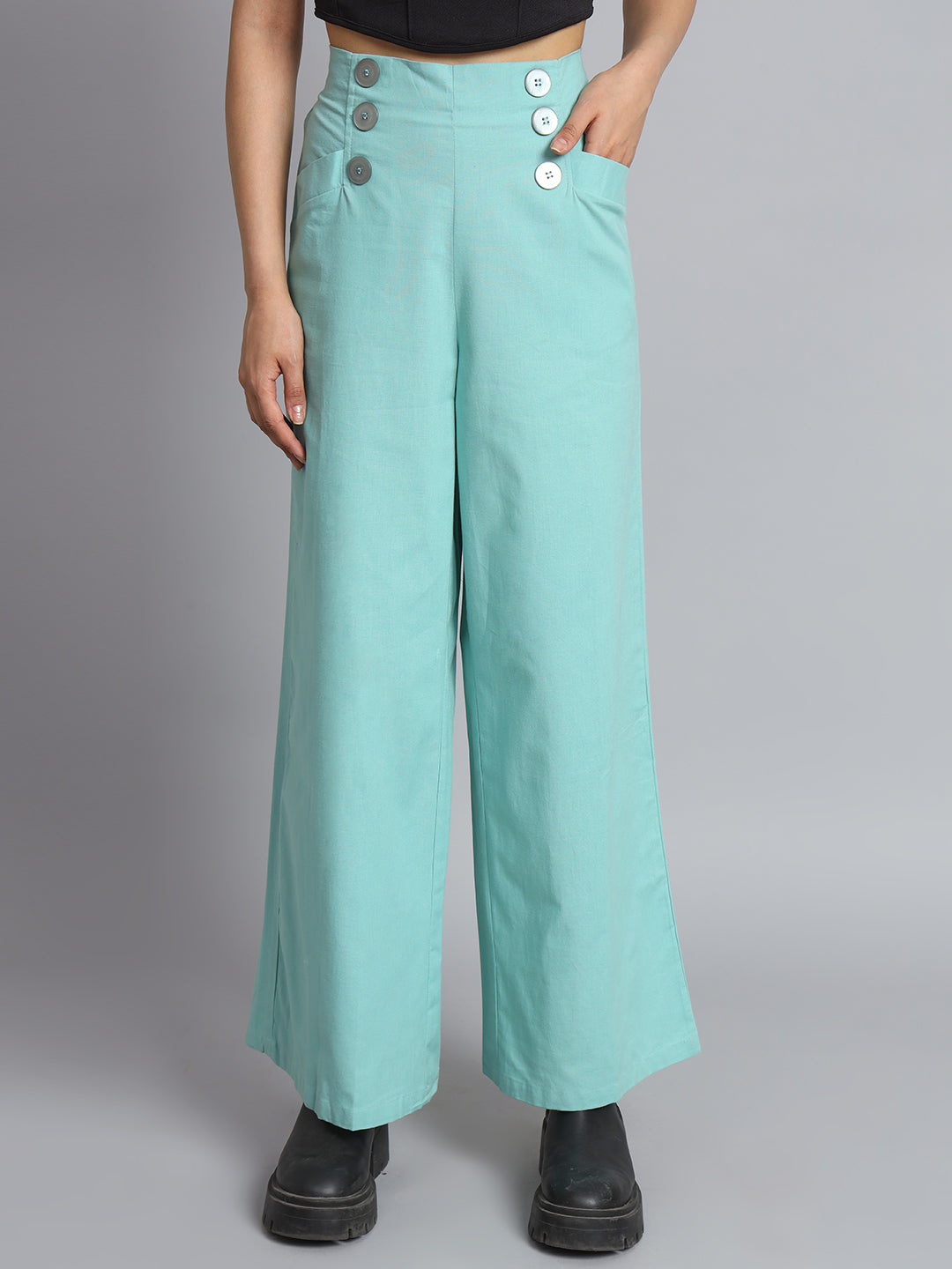 Women Sea Green Pants