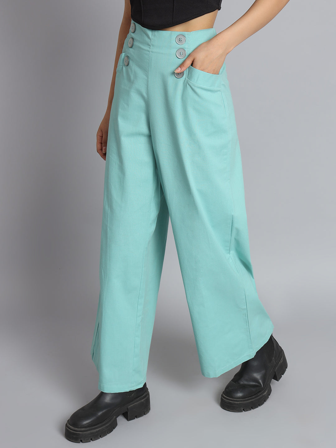 Women Sea Green Pants