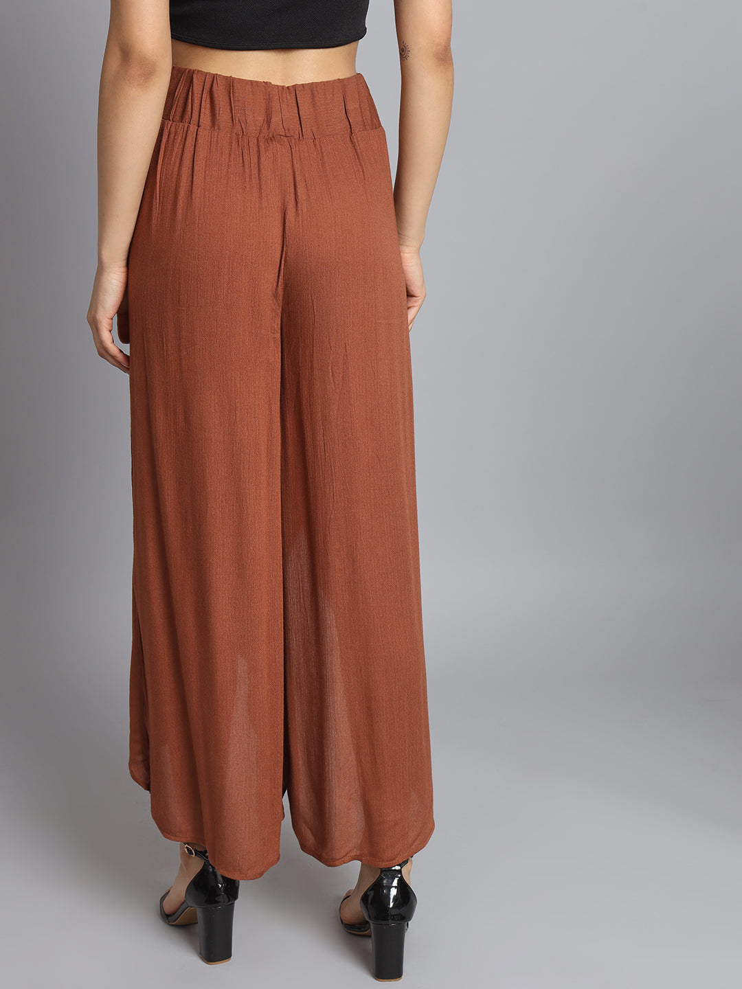 Women Brown Slit Pants