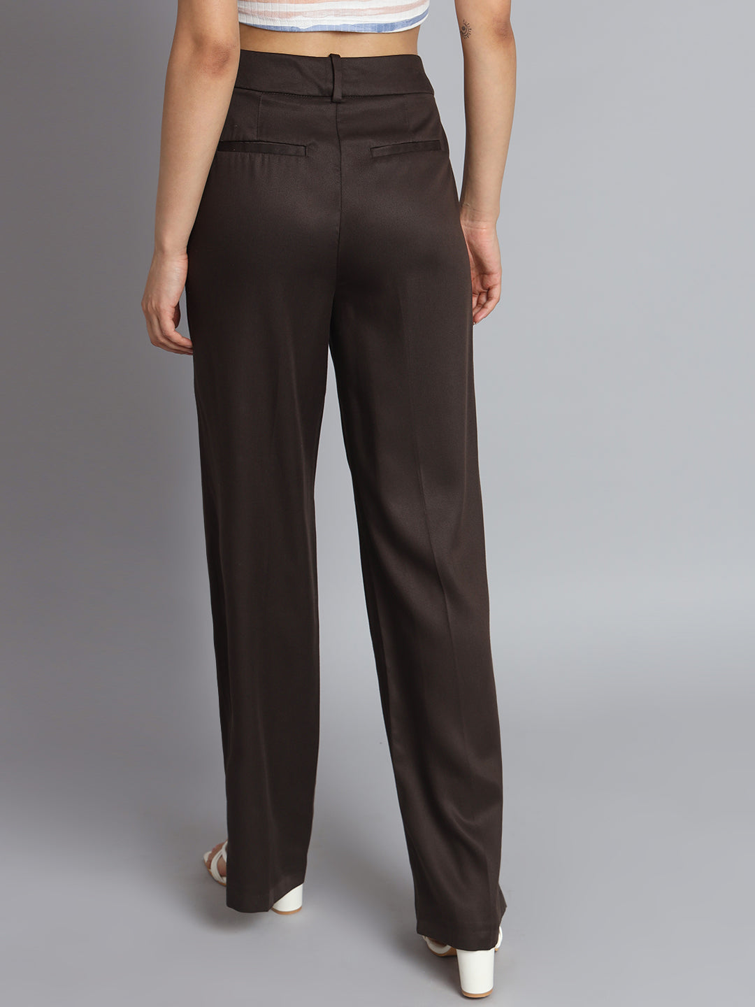 Women Dark Brown Plus Size Pants