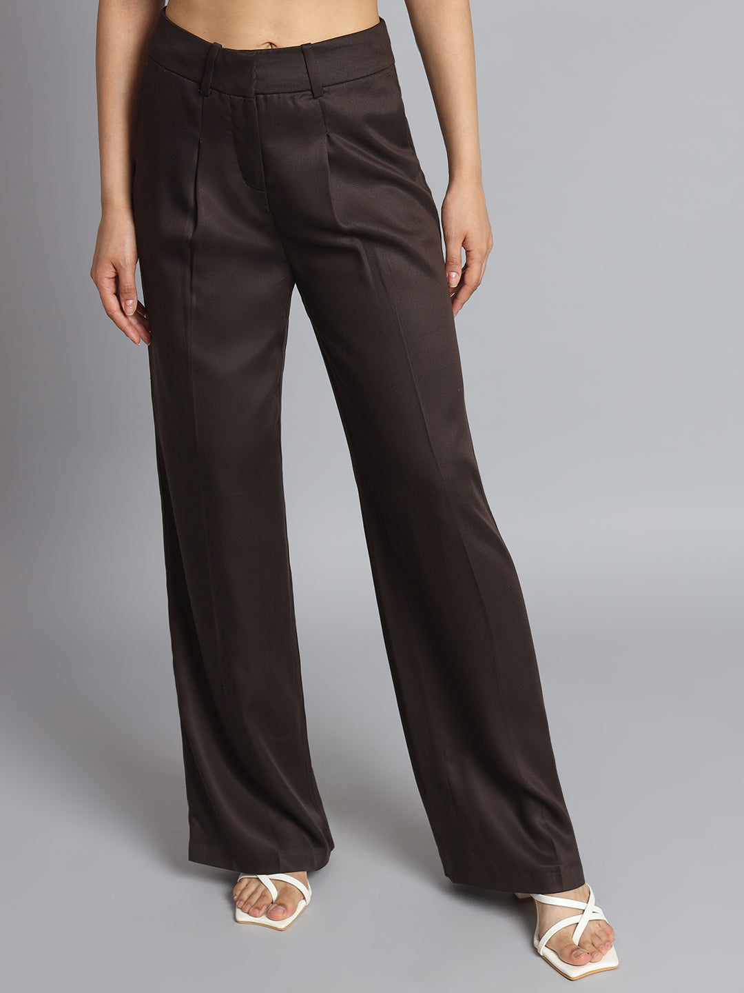 Women Dark Brown Plus Size Pants