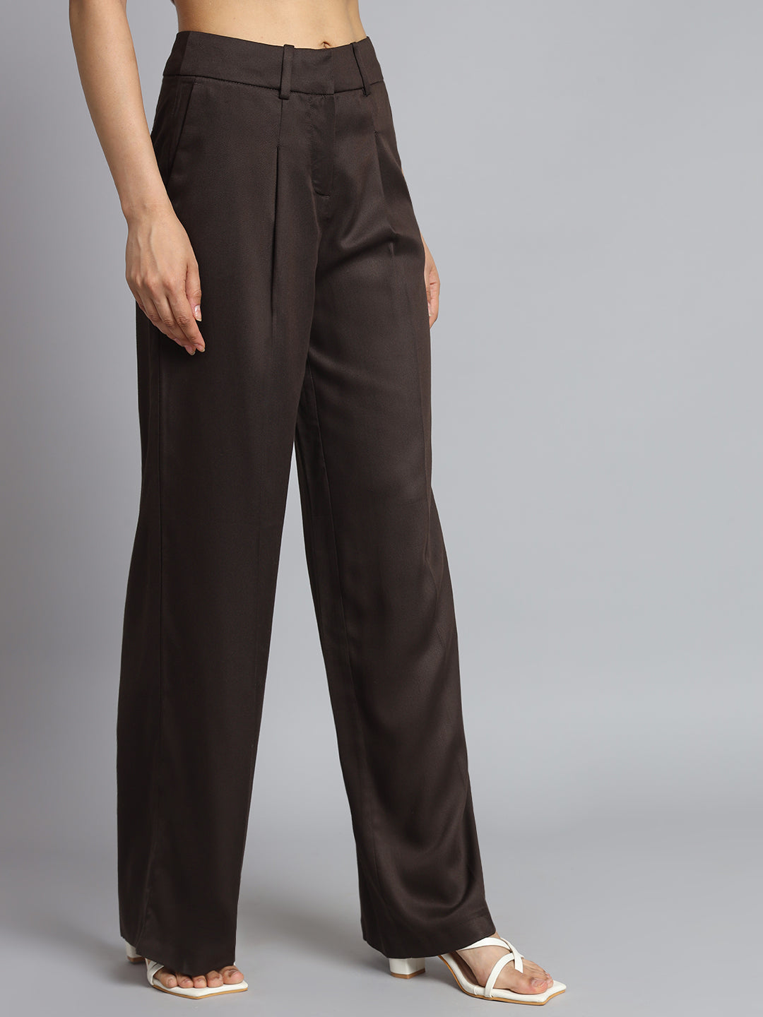 Women Dark Brown Plus Size Pants