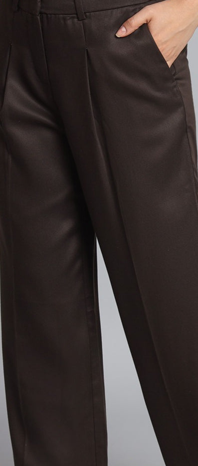 Women Dark Brown Plus Size Pants