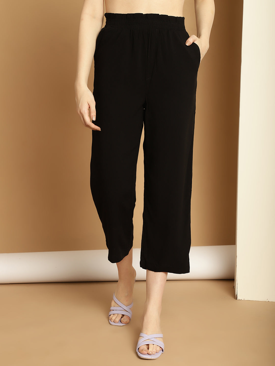 Women Black Regular Trousers