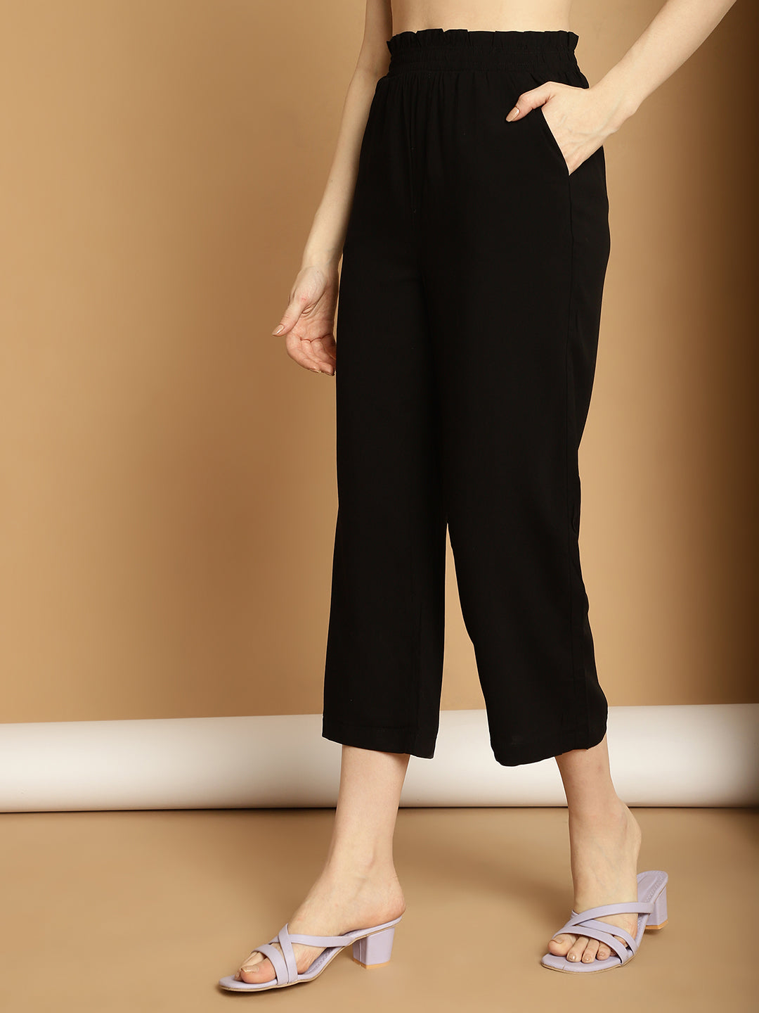 Women Black Regular Trousers