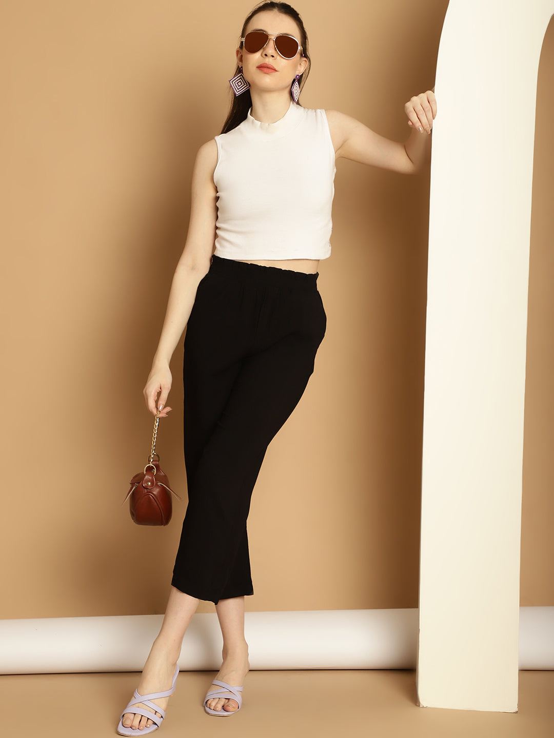 Women Black Regular Trousers