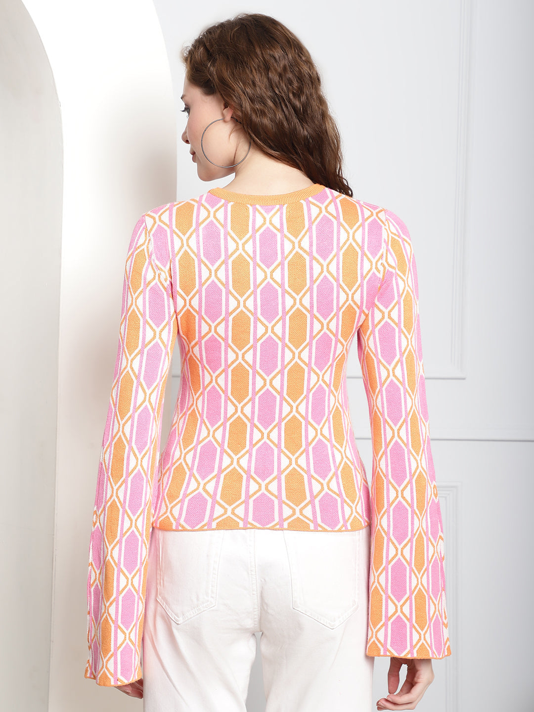 Women Acrylic Geometric Printed Top
