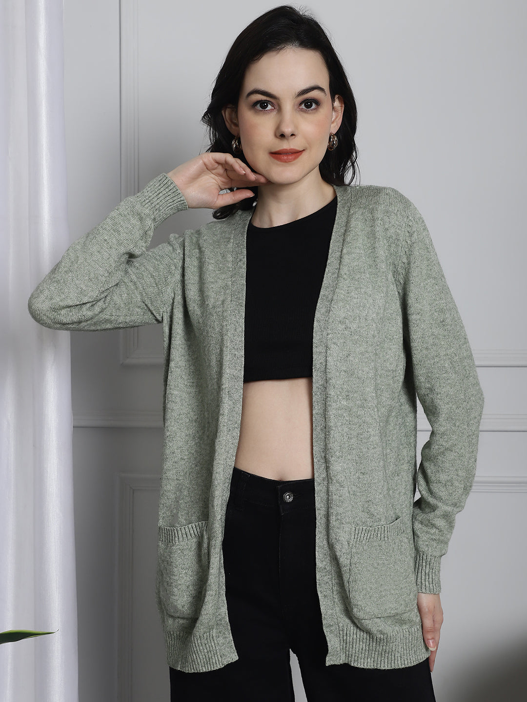 Women Sea Green Shrug