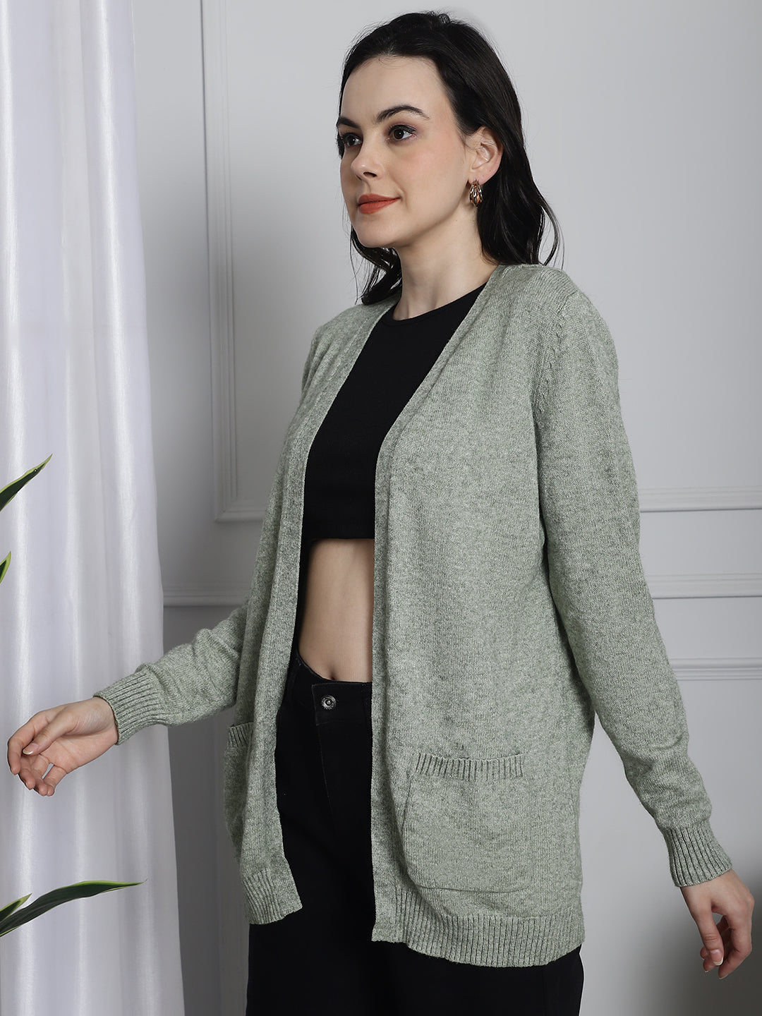 Women Sea Green Shrug