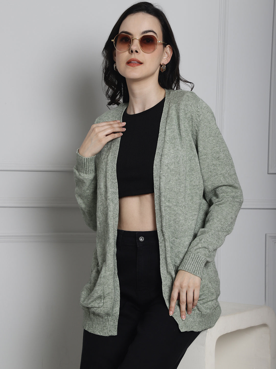 Women Sea Green Shrug