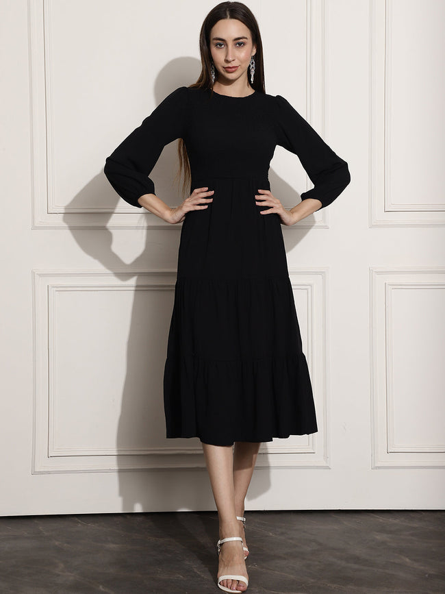 Women Black Fit & Flare Dress FYVA Women Black Fit & Flare Dress FYVA