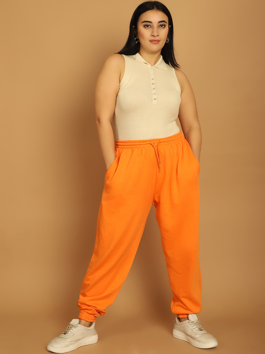 Women Orange Jogger Pants