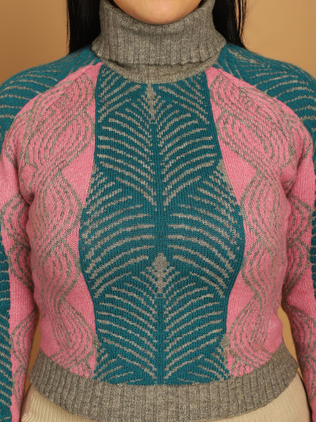 Women Pink Printed Sweater