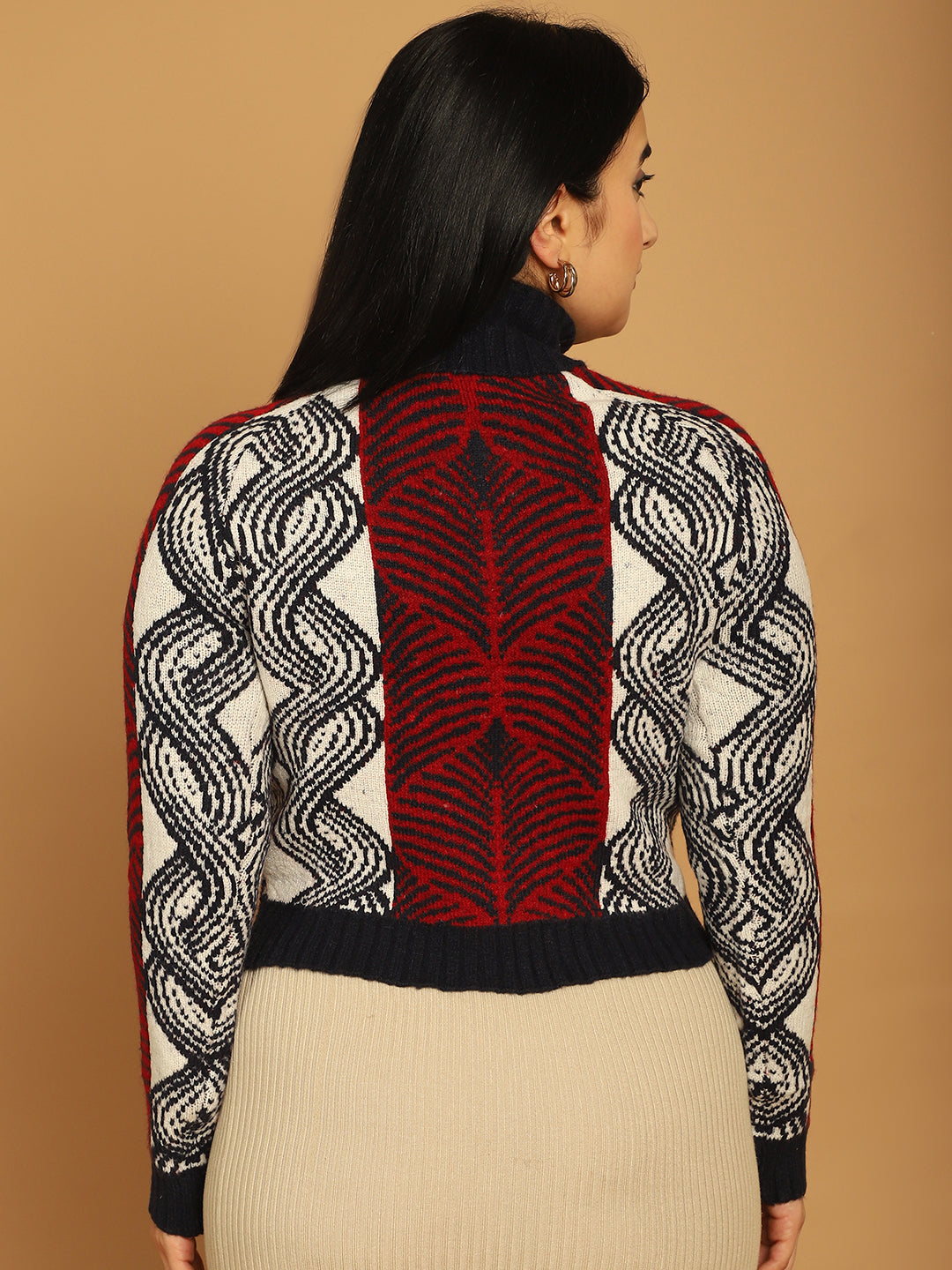 Women Red Printed Sweater