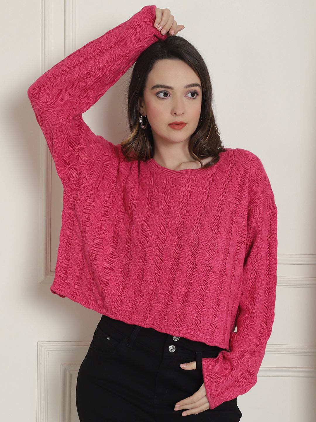 Women Pink Relaxed Sweater