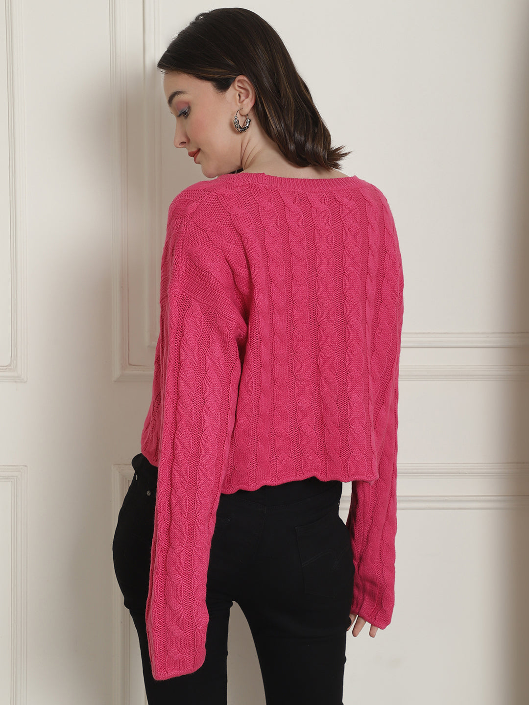 Women Pink Relaxed Sweater