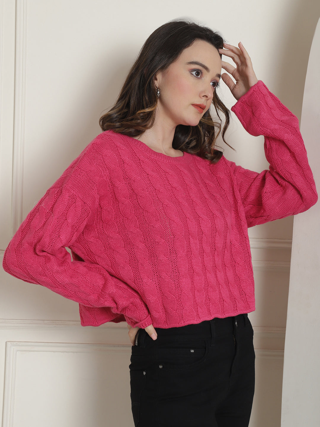 Women Pink Relaxed Sweater