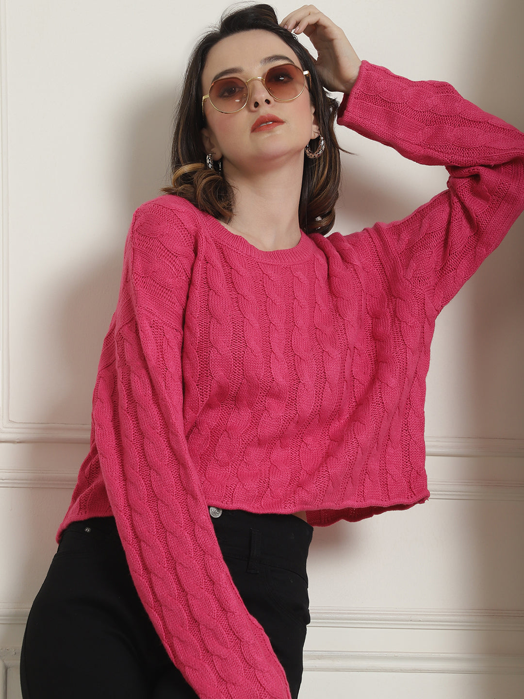 Women Pink Relaxed Sweater