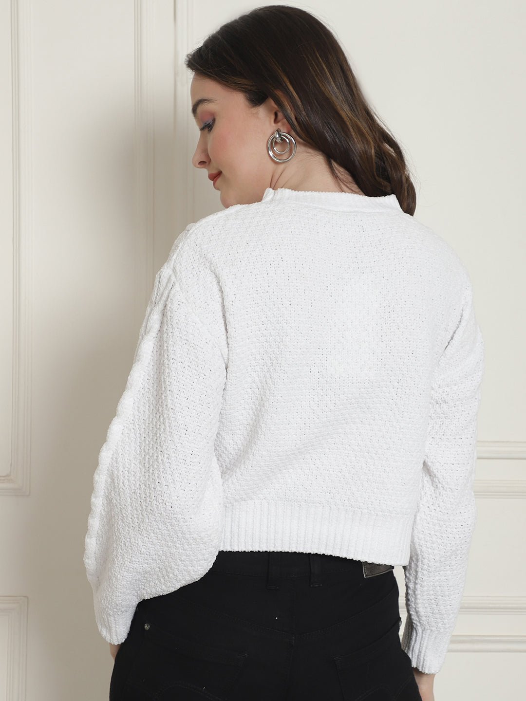 Women White Viscose Sweater