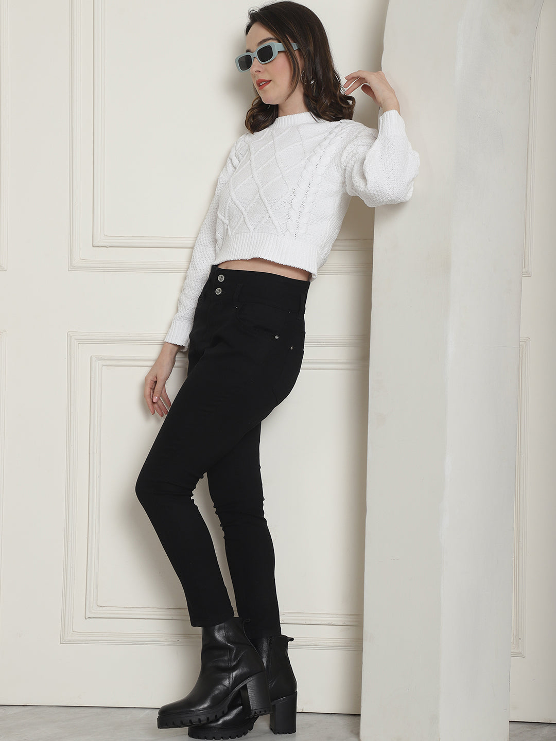 Women White Viscose Sweater