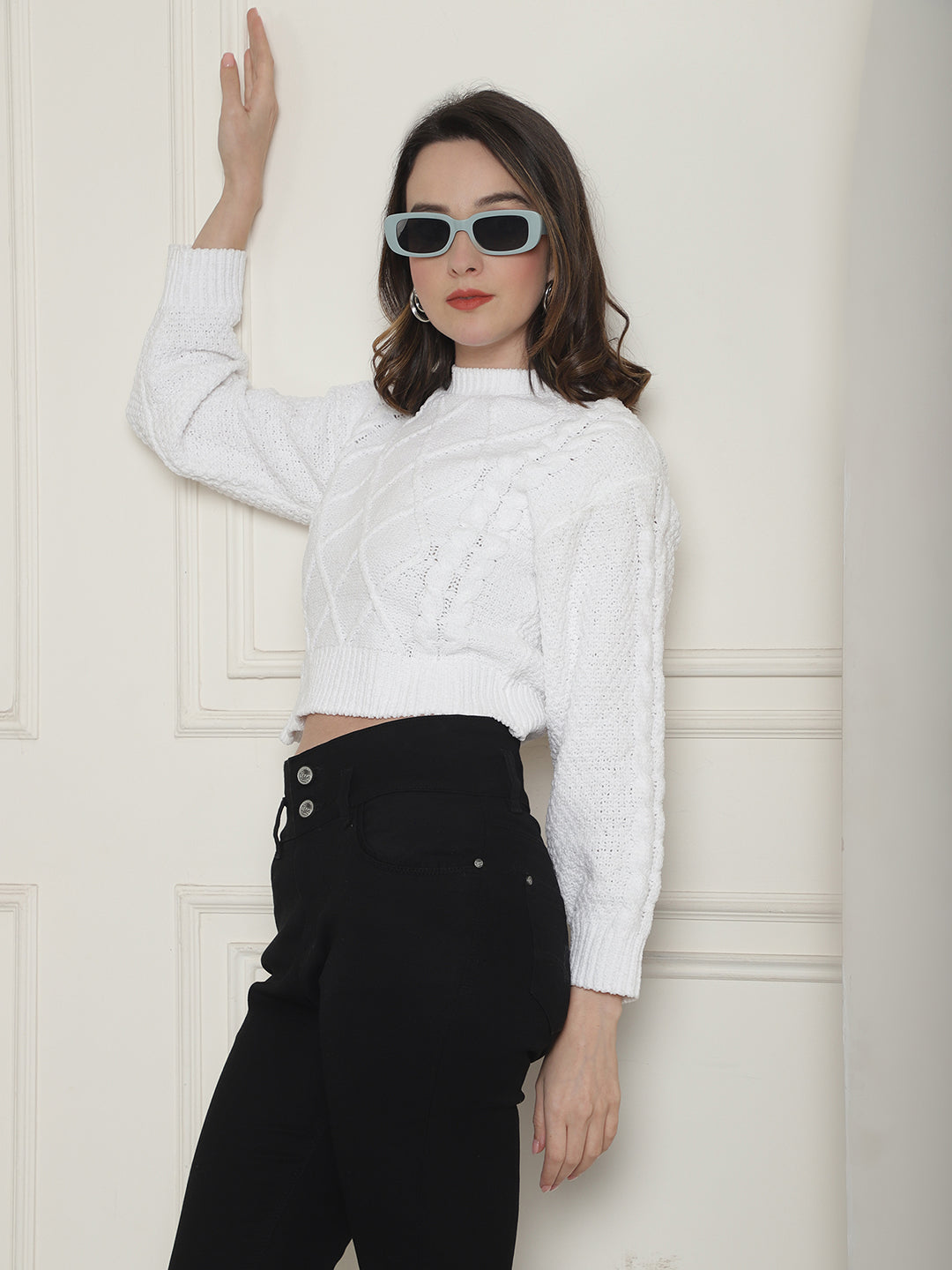 Women White Viscose Sweater