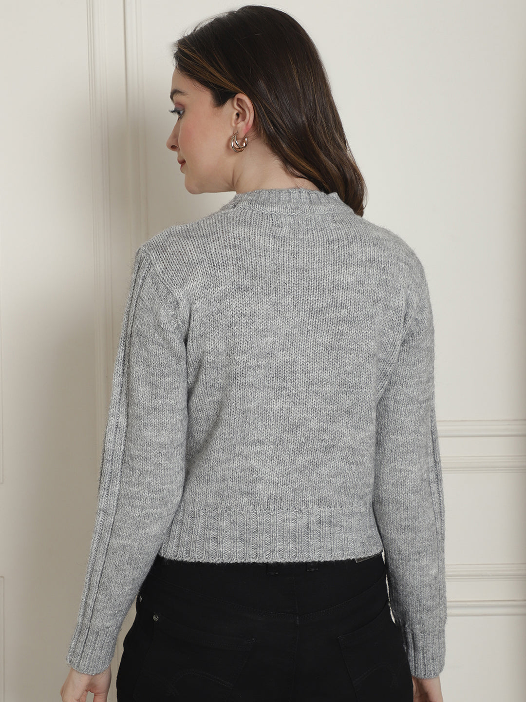 Women Grey Acrylic Sweater