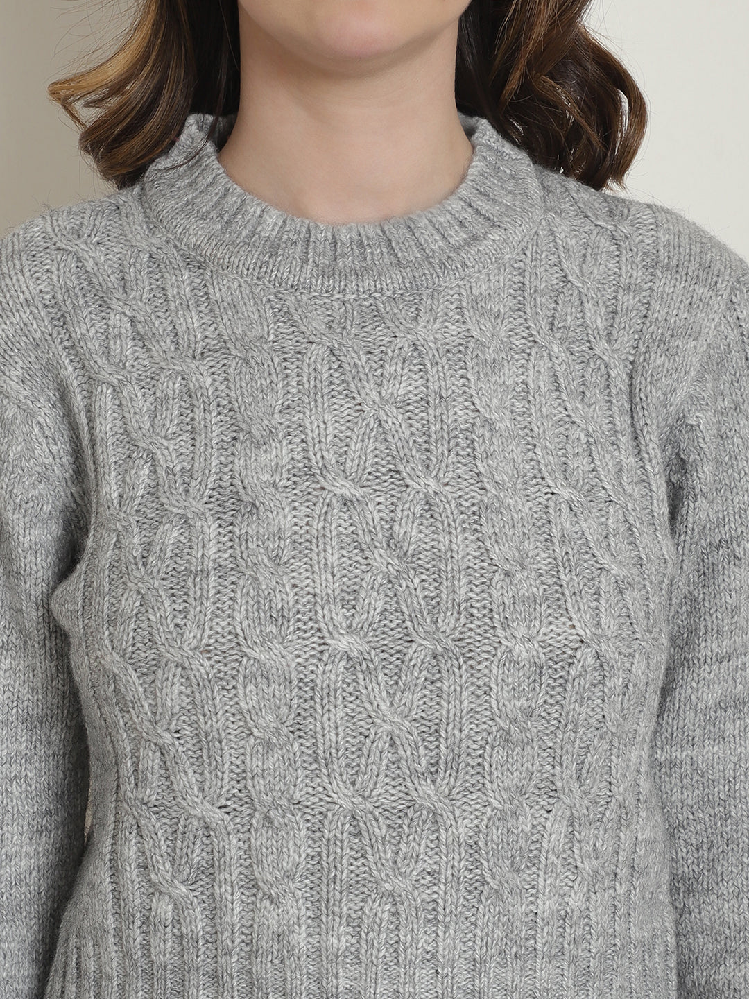 Women Grey Acrylic Sweater