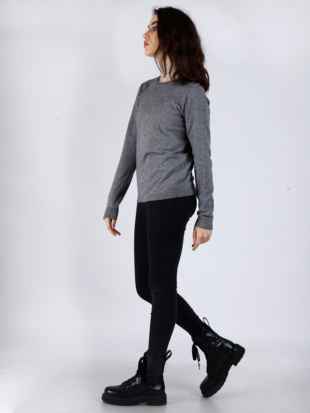 Women Grey Viscose Sweater