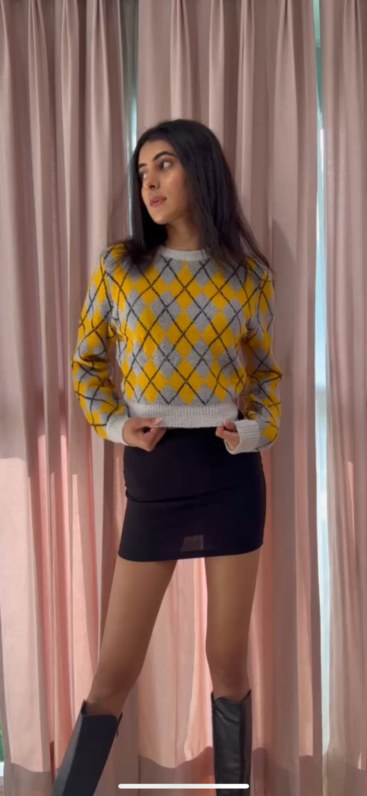 Women Yellow Geometric Sweater