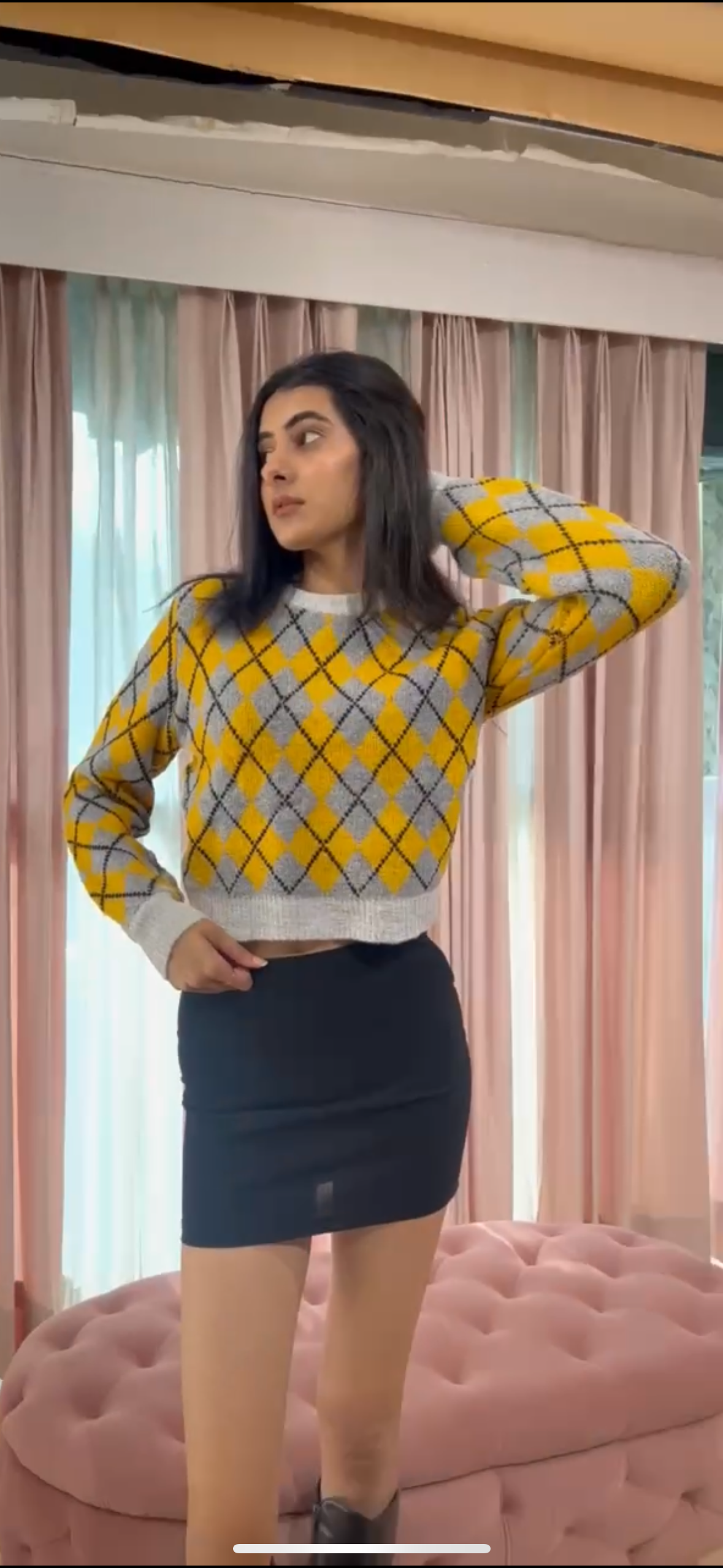 Women Yellow Geometric Sweater